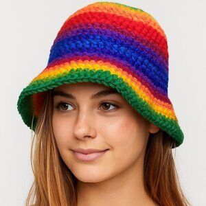 Colorful Crochet Bucket Hat (New)